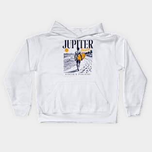 Vintage Surfing Jupiter Beach, Florida // Retro Surfer Sketch // Surfer's Paradise Kids Hoodie